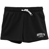 Women's Casual Fleece Shorts Sweat Athletic Track Pants w Elastic Wasit Pockets, Black, S