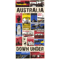 100% Cotton Australian Souvenir Aussie Kangaroos Flag Soft Beach Bath Towel Gift, Australia Down Under