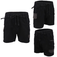 Mens Cargo Cotton Work Shorts 10 Pockets Tradies Utility Pants Workwear Trousers, Black, 38
