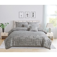 Tufted Jacquard Quilt/Doona/Duvet Cover Set - Grey - Queen Size