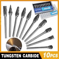 10PCS Tungsten Carbide Rotary Burr Set for Rotary Tools and Dremel - Plastic Box