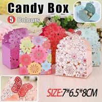 Laser Cut Wedding Favour Candy Gift Boxes Party Decoration Floral Design 12 Pack - Red