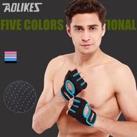 M Size Sports Gloves Weight Lifting Exercise Training Workout Bike Riding Men Women - Black+Purple