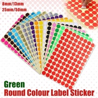 8/13/25/50mm Colour Sticker Dots Adhesive Round Labels Circular Scrapbooking Green - 50mm 8 Dots - 1 Sheet