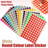 8/13/25/50mm Colour Sticker Dots Adhesive Round Labels Circular Scrapbooking White - 8mm 260 Dots - 1 Sheet