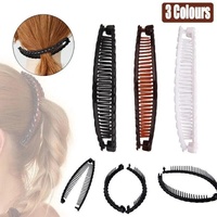 5X Hair Ponytail Holder Banana Clips Plastic Black Claw Comb Clip Multipurpose - Brown