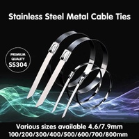 20X Stainless Steel Cable Ties S304 Marine Grade Zip Strap Locking Wrap 100-800Mm - 4.6*150mm