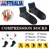 1 Pair Ankle Compression Socks Foot Support Sleeves S M Size Unisex - Black-Red