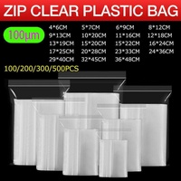 100PCS 100micron Bulk Clear Resealable PE Plastic Zip Bags - 11*16CM