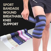 Sports Gym Bandage Wrap Compression Strap Wrist Knee Leg Ankle Elbow Band 180Cm - White+Grey