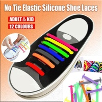No Tie Elastic Silicone Shoe Laces 16PCS Shoelaces for Sneakers and Runners - Black 16PCS