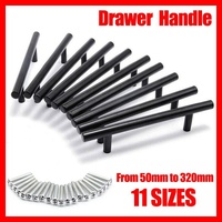 1pcs Black Kitchen Cabinet Door Handles Matte Black Stainless Steel Door Drawer Pull T Bar - 200mm/128mm