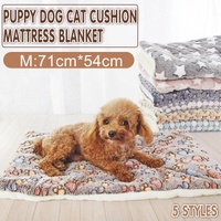 M Size Puppy Dog Cat Cushion Mattress Blanket Bed Soft Warm Pet Pad Winter Kennel House - Brown Footprint
