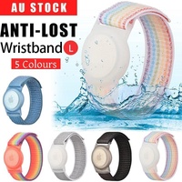 For Apple AirTag Case Protective Cover Wristband Nylon Air Tag Band Anti-lost L Size - Black