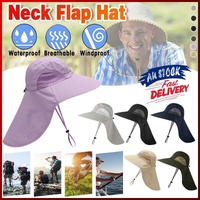 1x Neck Flap Cap Unisex Outdoor Sport Fishing Hat Sun Protection Wide Brim Cover - Khaki