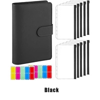 A6 Pu Leather Binder Pockets Cash Envelope Planner Notebooks - Laser Purple