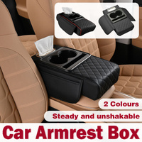 Car Armrest Pad Central Console Storage Box Lift Cushion Rest Support Organizer - Black Red