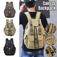 Unisex Retro Rucksack Large Capacity Travel Bag Leisure Backpack Schoolbag - Khaki