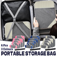 6PCS Compression Packing Cubes Expandable Luggage Storage Bag Travel Packing Bag - Pink