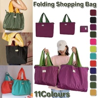 Ultra-Light Foldable Large Capacity Portable Shopping Bag with Drawstring Mouth - Lake Blue - S