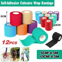 12× Multi-Size Self-Adhesive Cohesive Pet Bandage Wraps - 12PCS(5CM*4.5M)
