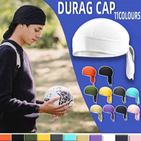 Durag Bandanna Cap Cycling Head Wraps Skull Cap Scarves Caps Motorcycle Sports - Black