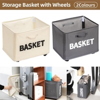 Rolling Storage Basket with Wheels for Under Desk or Shelf Organisation - Grey