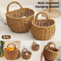 Imitation Rattan Woven Storage Basket Shelf Organizer Wash Rack for Home Decor - Small