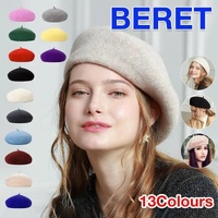 Women Ladies Beanie Wool French Beret Newsboy Hat Cap Winter Warm Hats Girls - Purple