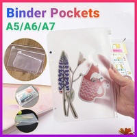 12X A5/A6/A7 Binder Pocket Zipper 6 Holes Pvc Document Filling Bags Clear Kit - A5(21*15CM)