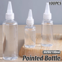100pcs Needle Tip Plastic Bottles Transparent Squeeze Dispensing Bottle DIY Tool - 100ml