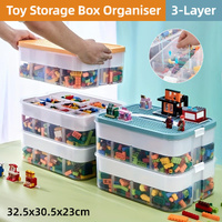3Layer Storage Box Large Capacity Toy Organizer Building Block Storage Container - Green