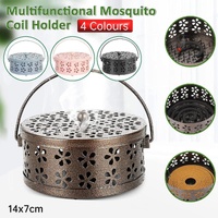 Iron Mosquito Incense Box Fireproof Tray Stand Indoor Household Incense Holder - Black