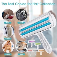 Pet Hair Remover Brush Dog Cat Fur Cleaning Roller Reusable Self Cleaning Tool - Red