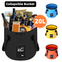 20L Portable Folding Bucket Water Container Camping Hiking Fishing Water Storage - Blue
