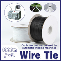 1000M Coiled Tie Wire Elliptical Binding Wire Garden Plant Cable Roll for Home - Black