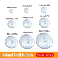 20pcs White Shirt Buttons Round Two Eyes Sewing Craft DIY Clothing Supplies - 11.5mm