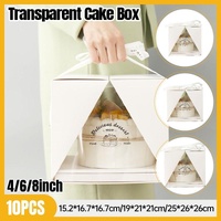 10x Clear Cake Box Set 4 6 8 Inch Durable Versatile Display Packaging Containers - 10pcs-4inch