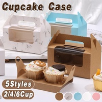 25pcs Portable Cupcake Packaging Box with Transparent Window for Easy Opening - Brown-2Cup