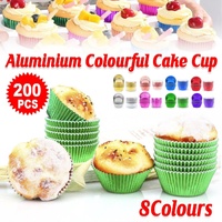 200 Pcs Colored Baking Paper Cupcake Trays Muffin Liners for Party Baking - Red