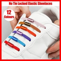 No Tie Locked Elastic Shoelace Shoe Lace Lazy Laces Sports Sneakers - Red