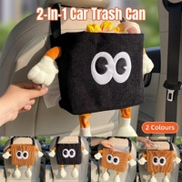 2in1 Car Wastebasket and Tissue Box Multifunctional Car Storage Bucket Organizer - Black