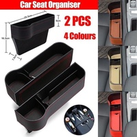 PU Leather Seat Side Gap Storage Box with Phone and Bottle Holder for Car Interior - Black