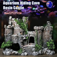 Aquarium Fish Tank Ornament Decor Landscape Ancient Castle Tower Hide Cave Resin