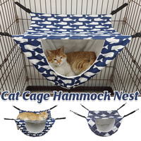Cat Hammock Hanging Bed Cage Nest Soft Pet House Basket Cat Sleeping Supplies - Sea Blue Checkered