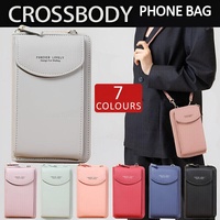 Women Pouch Bag Mobile Phone Bag Pu Leather Crossbody Purse Wallet Shoulder Bag - Light Purple