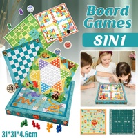 8-in-1 Board Game Set Chess Games Board Toy Backgammon Checkers Snakes Ladders