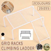 Metal Iron Chicken Feeding Ladder Grid Shelving Landscaping Platform Supplies - White-S