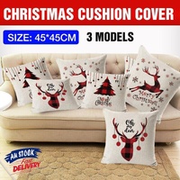 1Pc Christmas Square Cushion Cover Throw Waist Pillow Case Sofa Home Decor - Deer