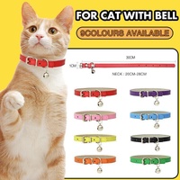 Adjustable PU Leather Cat Collar with Bell Breakaway Buckle 9 Colours - Pink